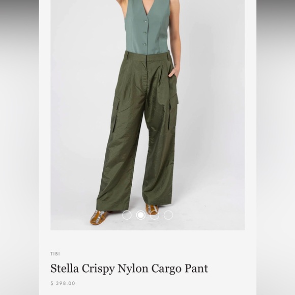 Tibi Pants - Tibi Olive Green Nylon Cargo Pants